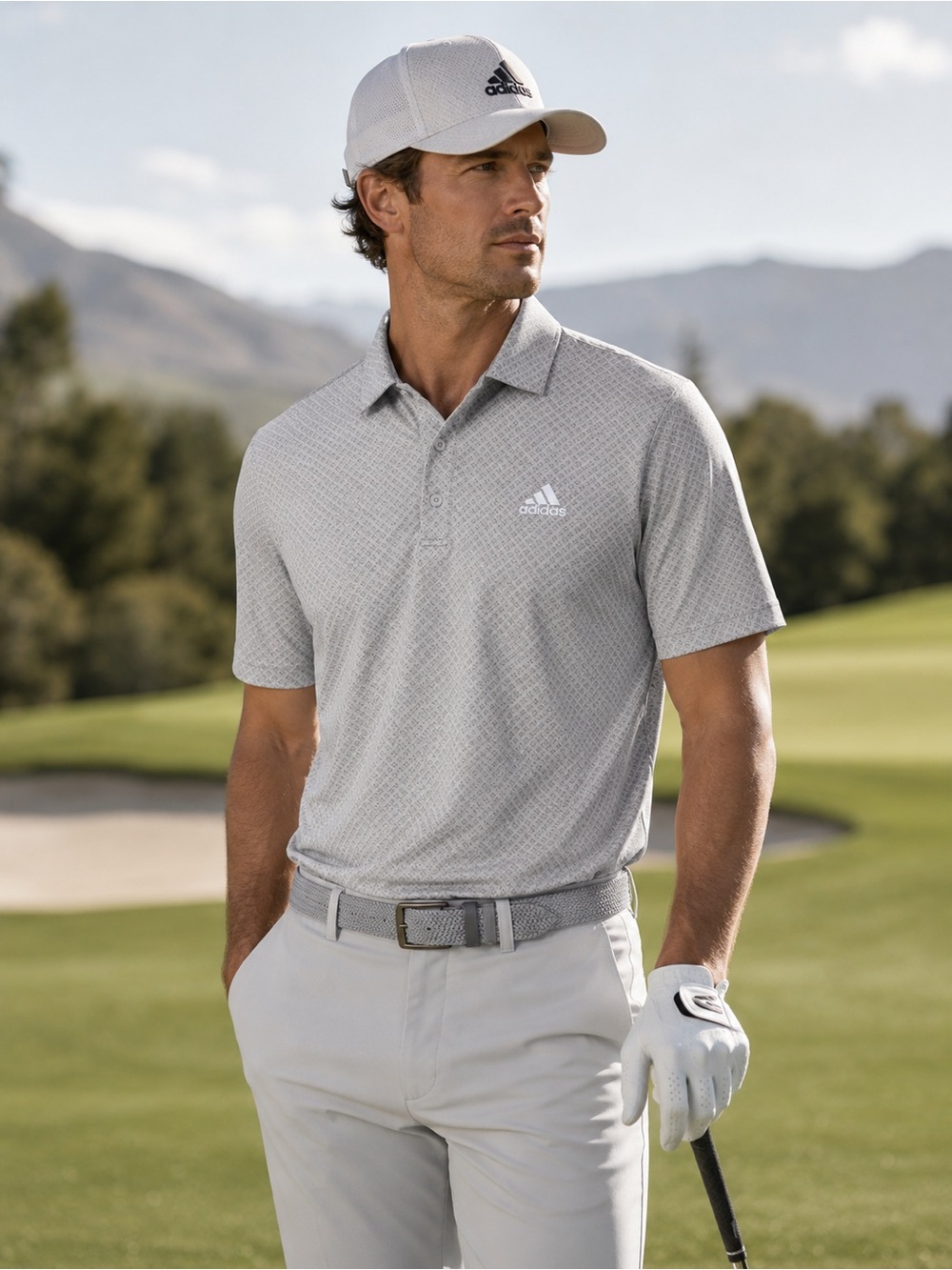 Adidas‎ Light Gray Patterned Polo Shirt